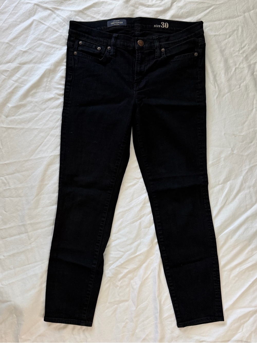 J.Crew Toothpick Black Skinny Jeans Size 30 Stretch FA14
